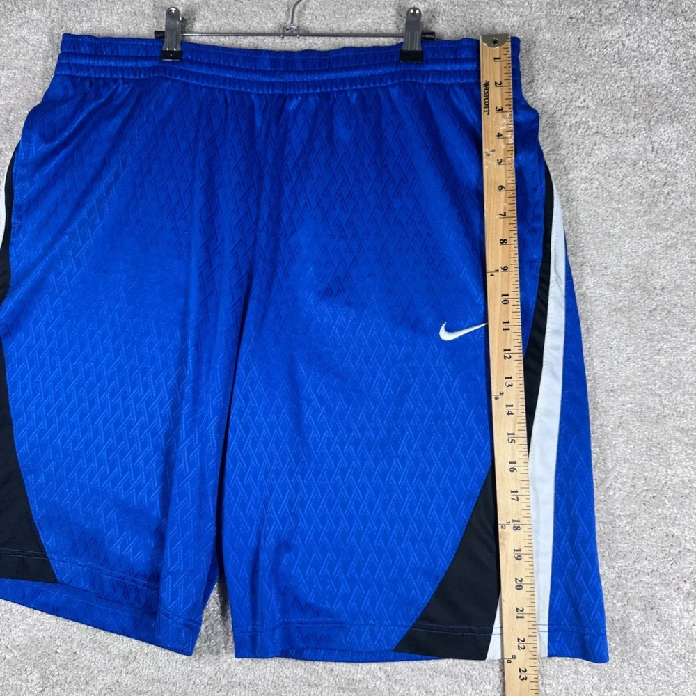 Nike Basketball Shorts Mens Large Blue Black White Geometric Pattern Swoosh Logo